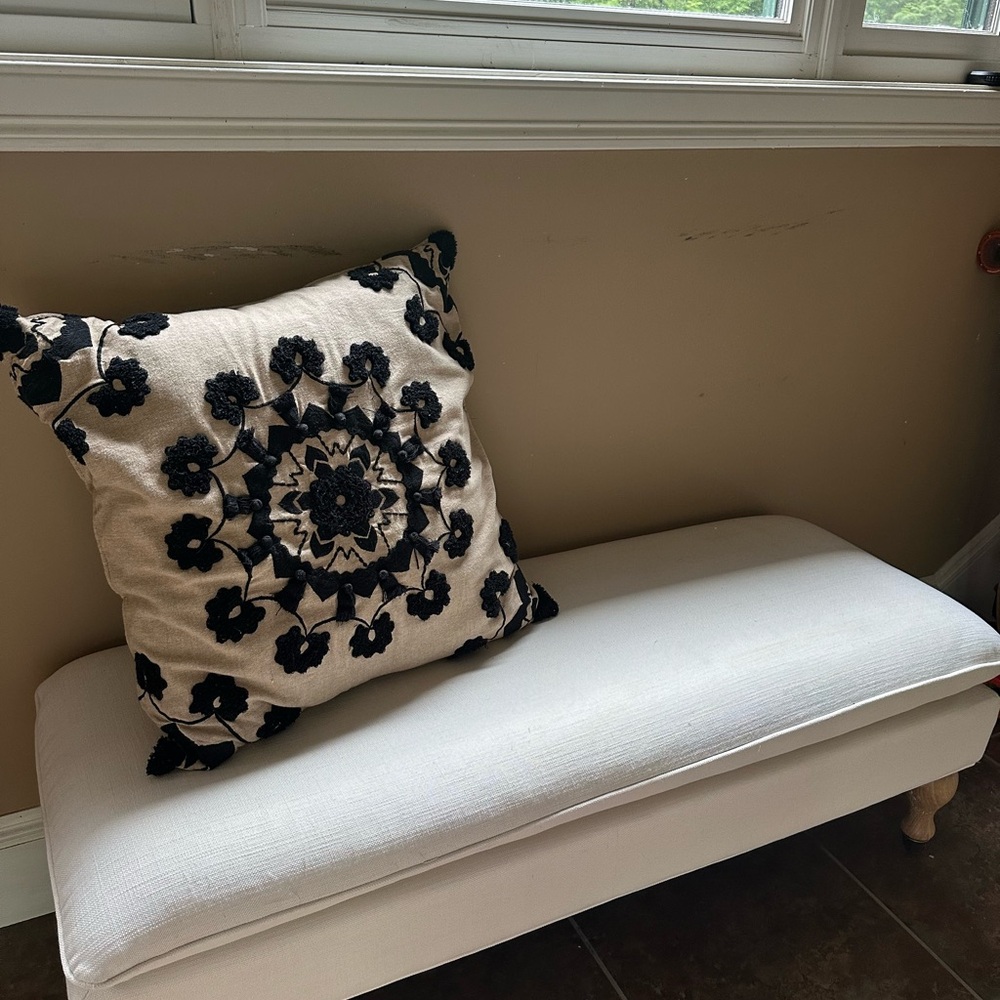 Pottery Barn Black and Cream Accent Pillow